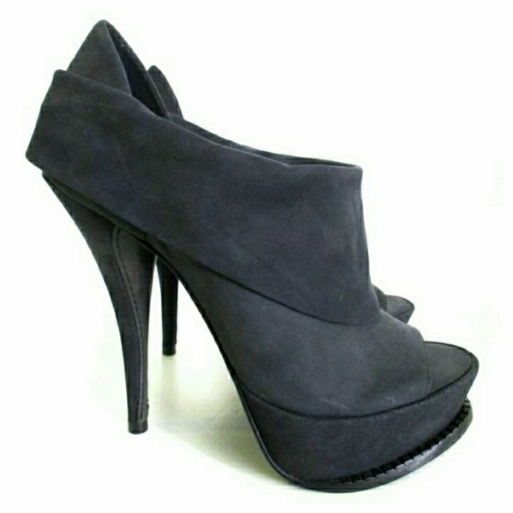 Dark Grey Heeled Booties - Size 6.5